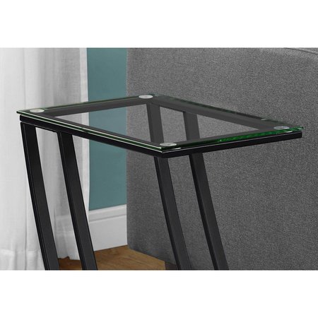 Monarch Specialties Accent Table - Black Metal With Tempered Glass I 3089